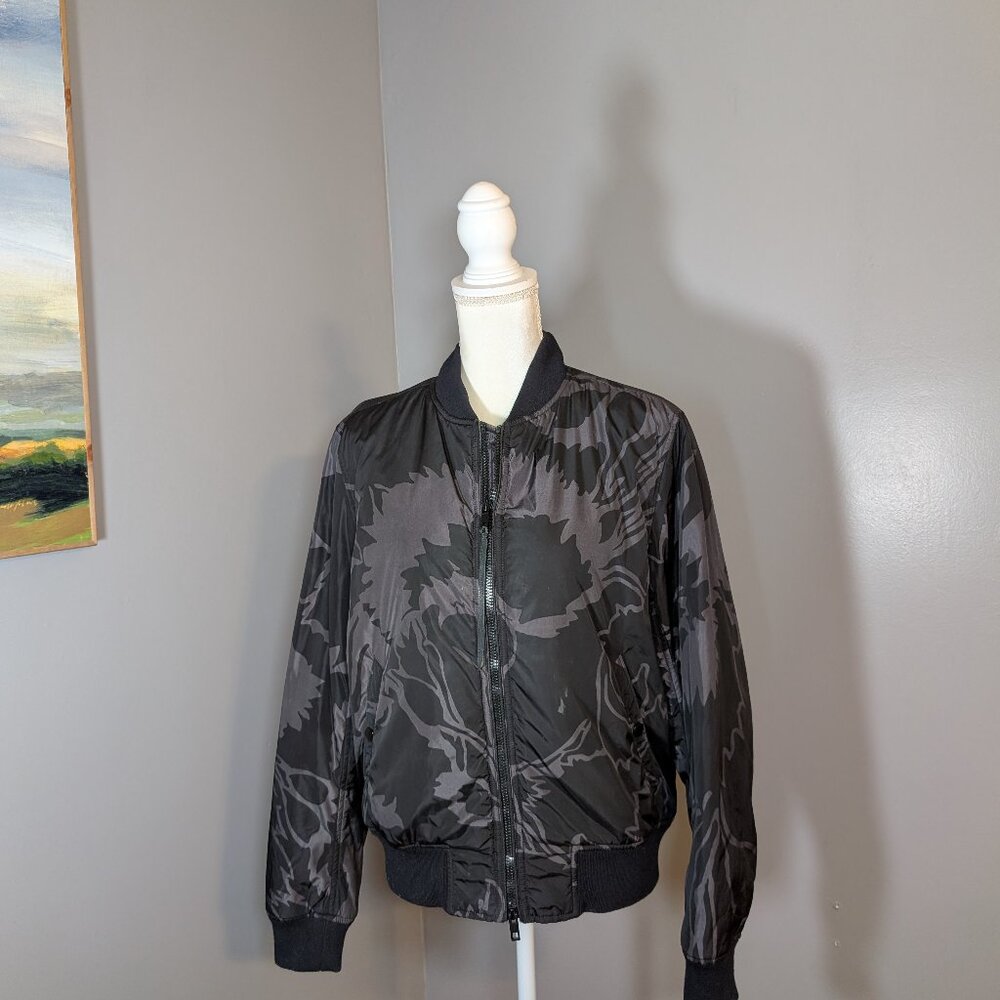 Rag and Bone X Liberty Women's Black and Grey Floral Bomber Jacket Size M